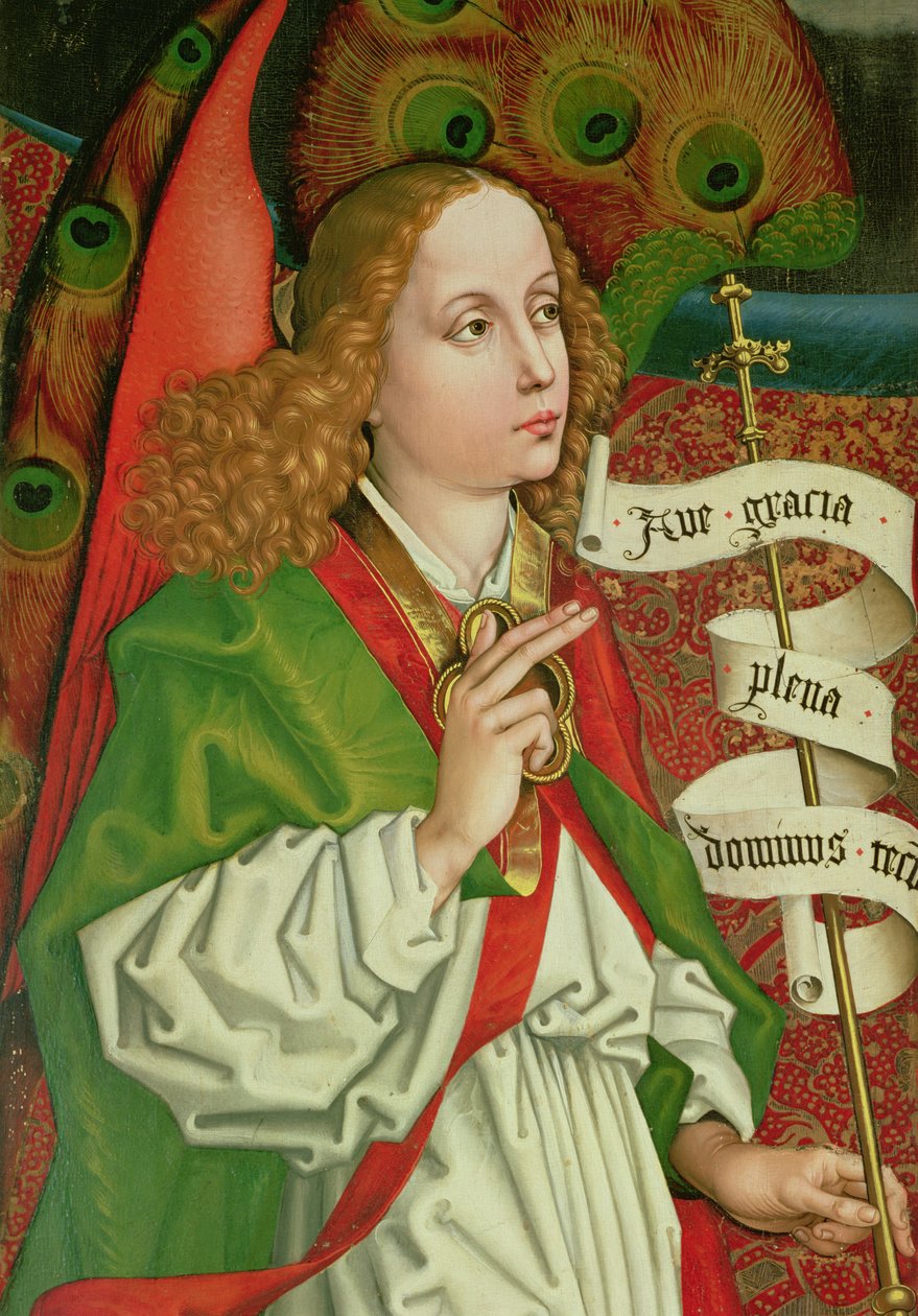 Fragment Archanioła Gabriela, z Zwiastowania, z Ołtarza Orlier, c.1468-70 autorstwa Martin Schongauer