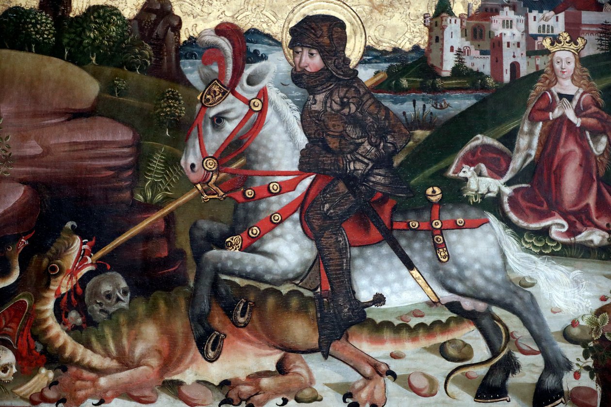 Św. Jerzy zabija smoka autorstwa Martin Schongauer