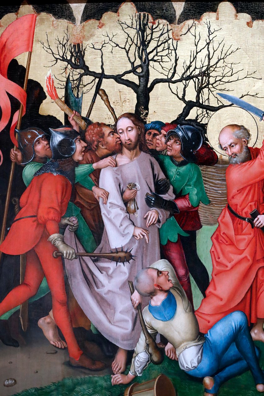 Pocałunek Judasza (olej na desce) autorstwa Martin Schongauer