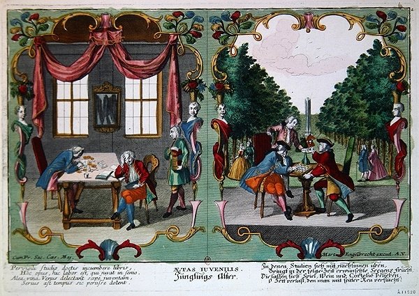 Dorastający chłopcy, początek XVIII w. (kolor grawerowany) autorstwa Martin Engelbrecht
