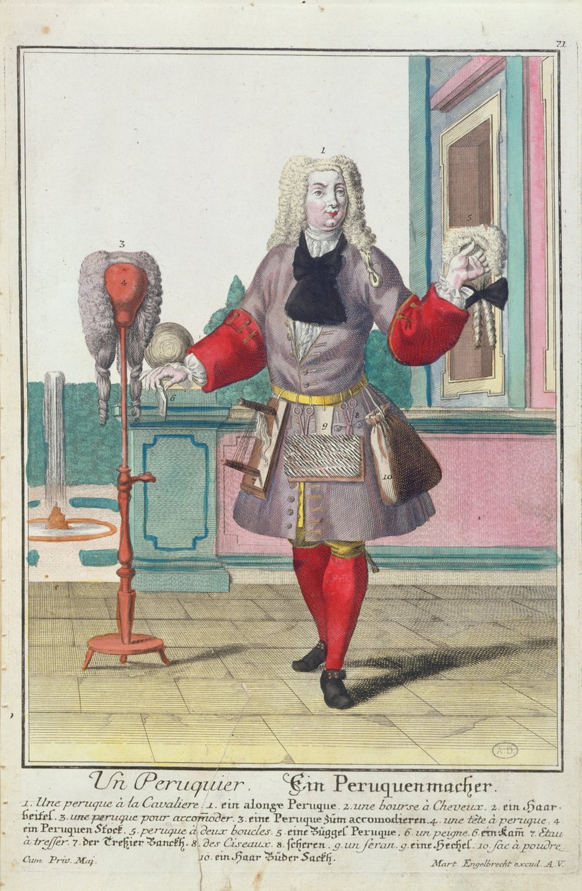 The Wigmaker, wydana w Augsburgu, ok. 1735 autorstwa Martin Engelbrecht