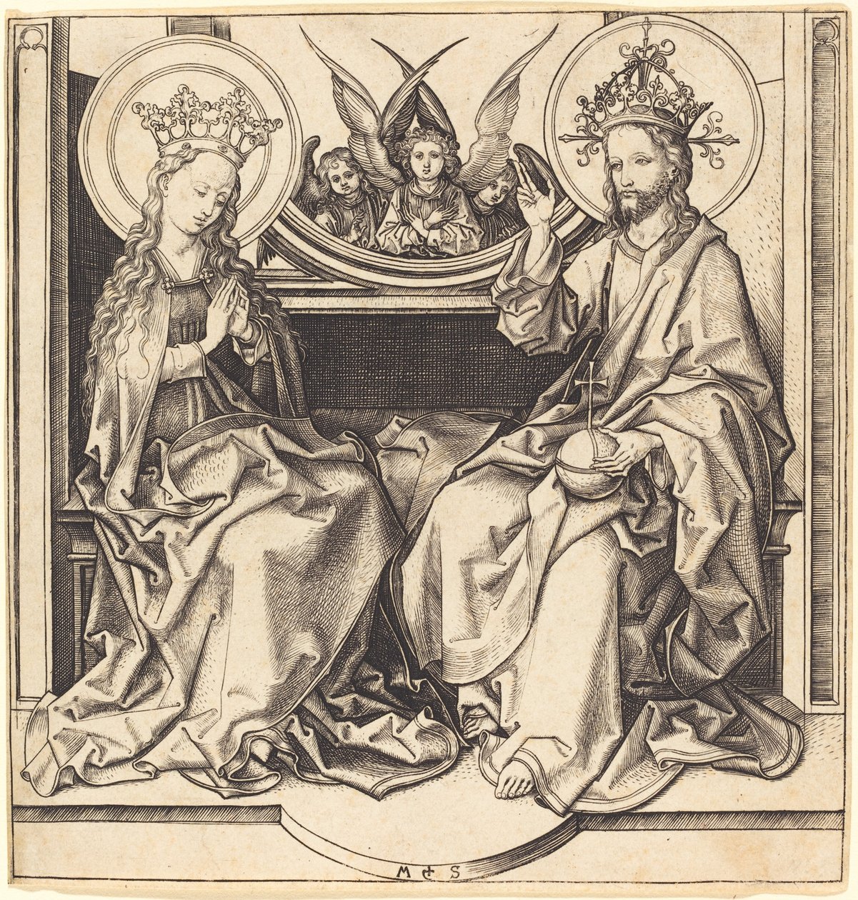 Chrystus błogosławi Dziewicy autorstwa Martin Schongauer