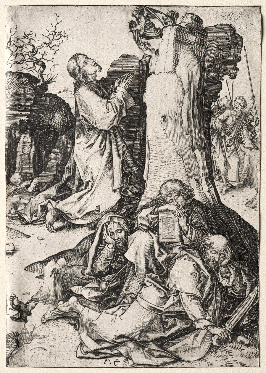 Chrystus na Górze Oliwnej. autorstwa Martin Schongauer
