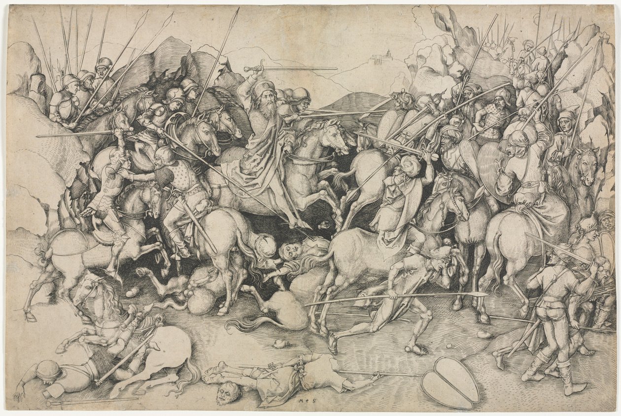 Św. Jakub i Saraceni, XV wiek. autorstwa Martin Schongauer