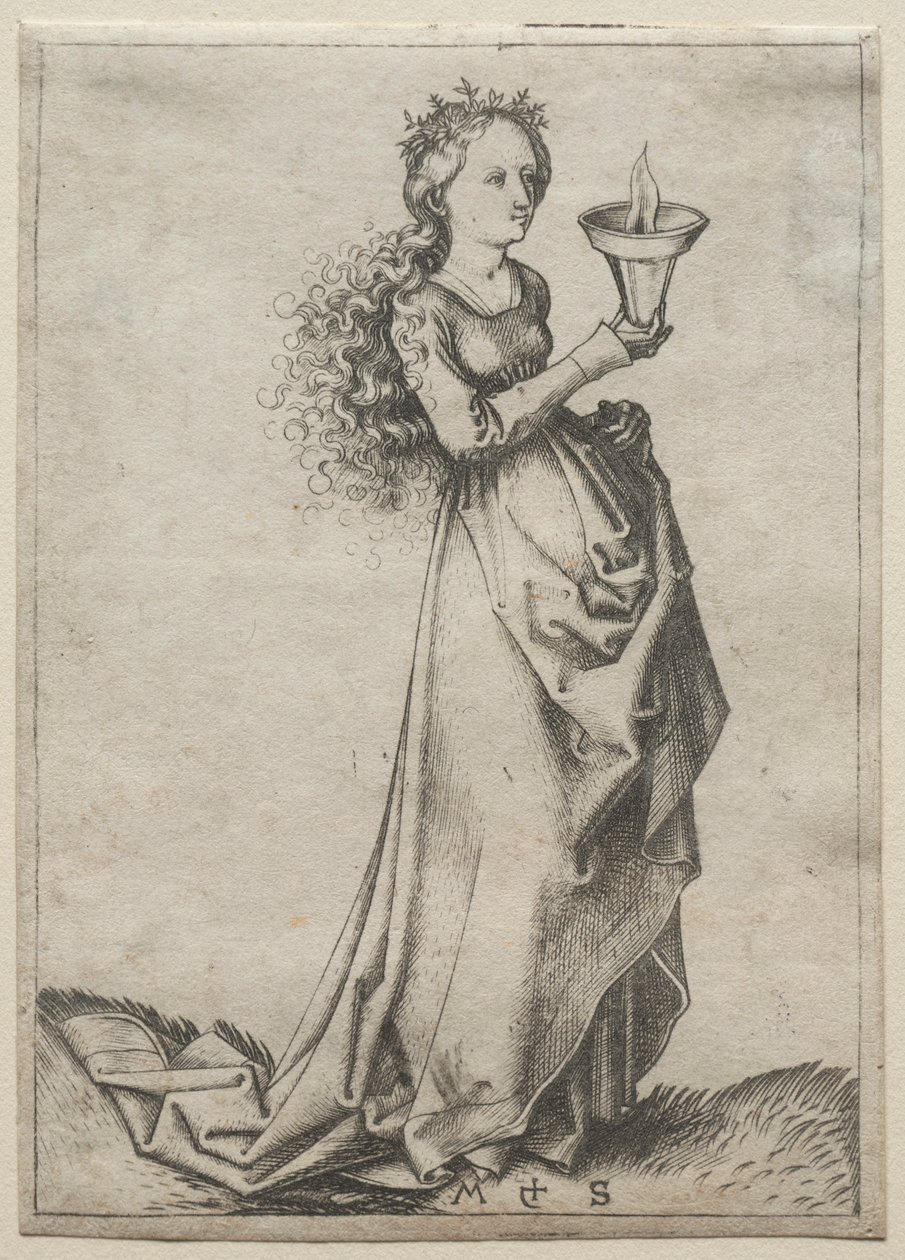 Pierwsza mądra dziewica. autorstwa Martin Schongauer
