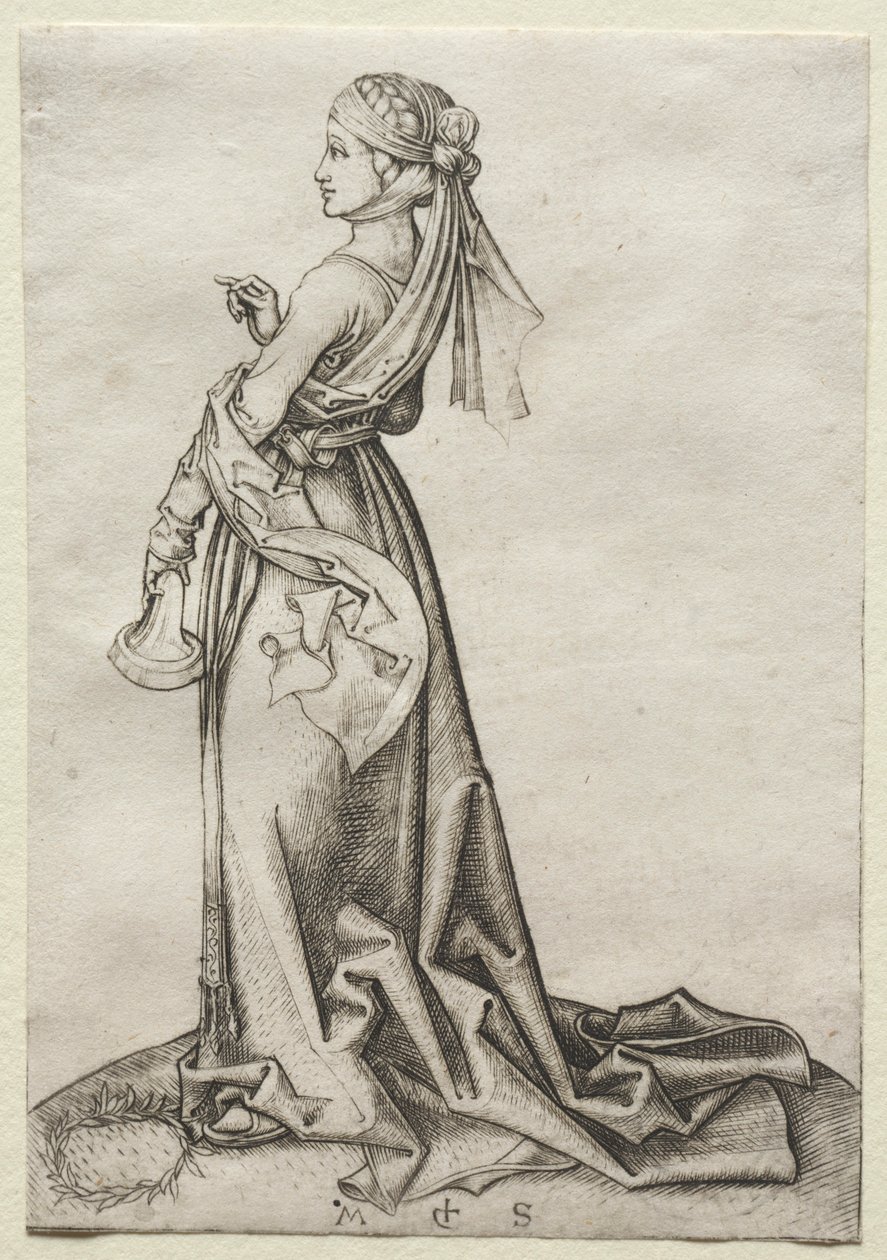 Pierwsza z głupich panien. autorstwa Martin Schongauer