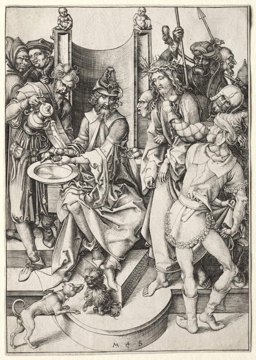 Pasja: Chrystus przed Piłatem. autorstwa Martin Schongauer