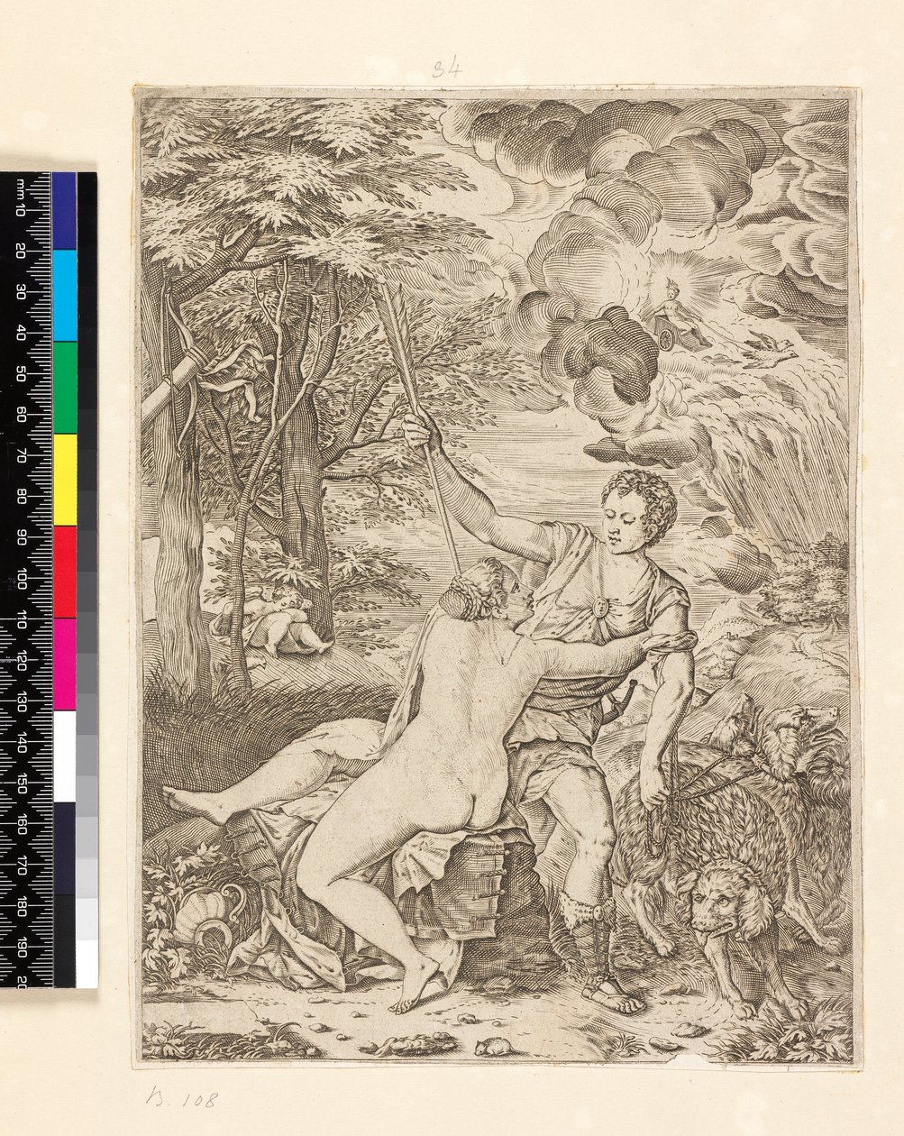 Wenus i Adonis, c.1560-c.1580 autorstwa Martino Rota