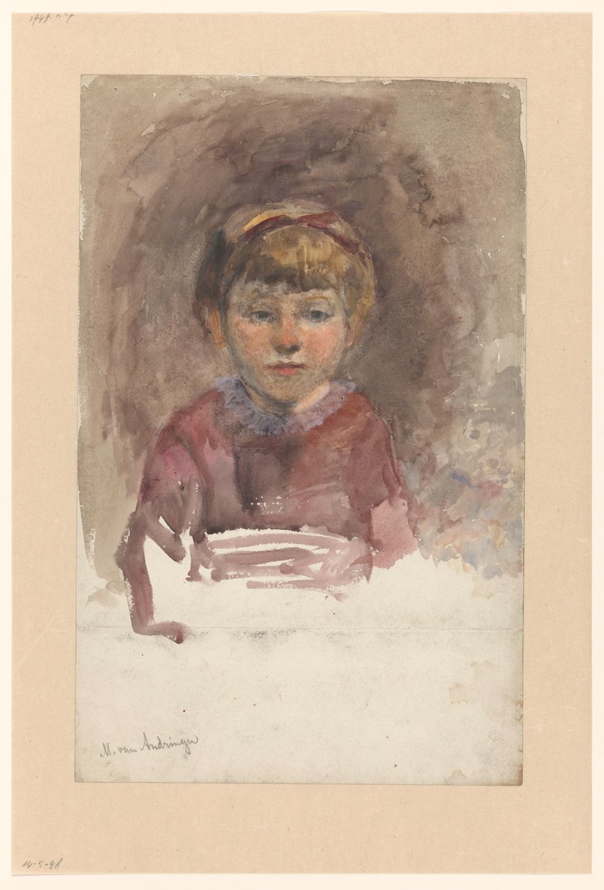 Portret dziecka, en face autorstwa Martinus van Andringa