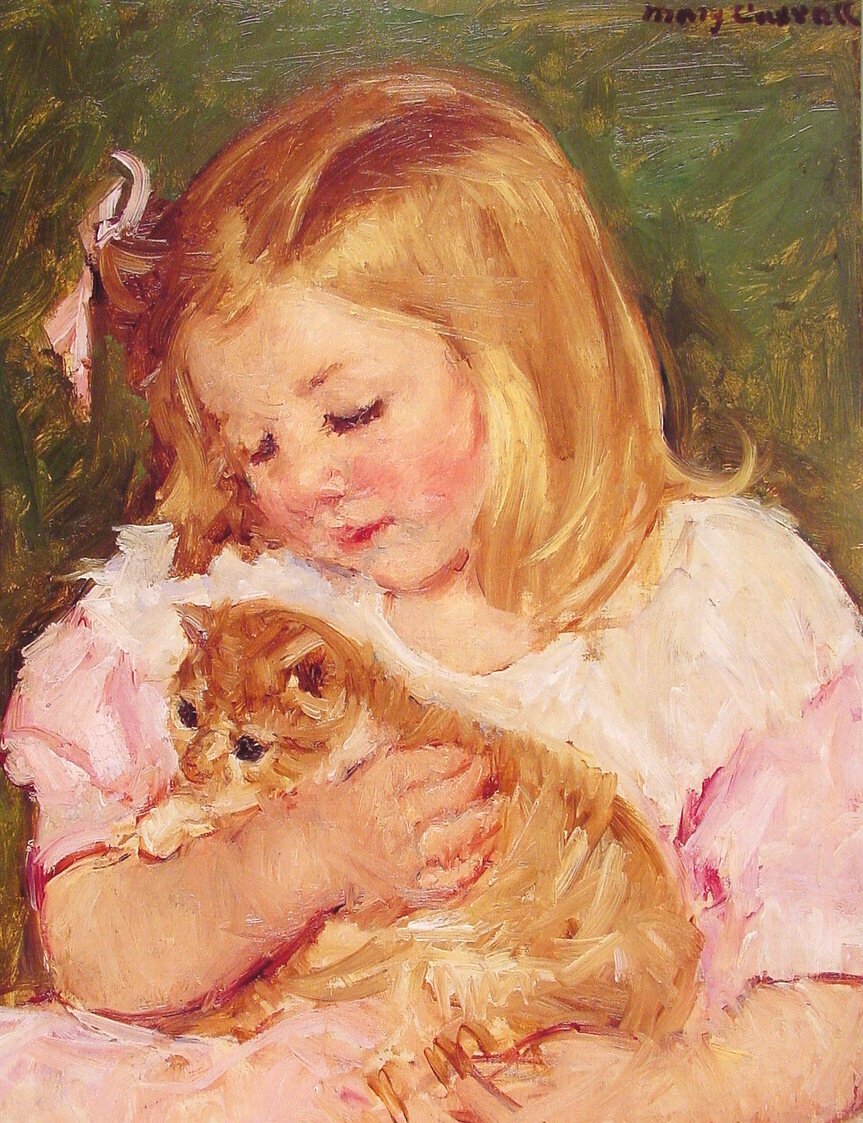 Sara trzyma kota autorstwa Mary Cassatt