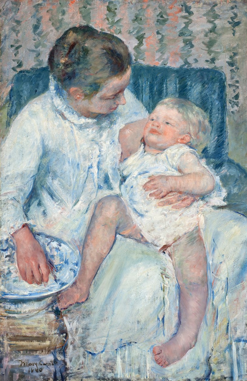 Matka myje swoje śpiące dziecko autorstwa Mary Cassatt