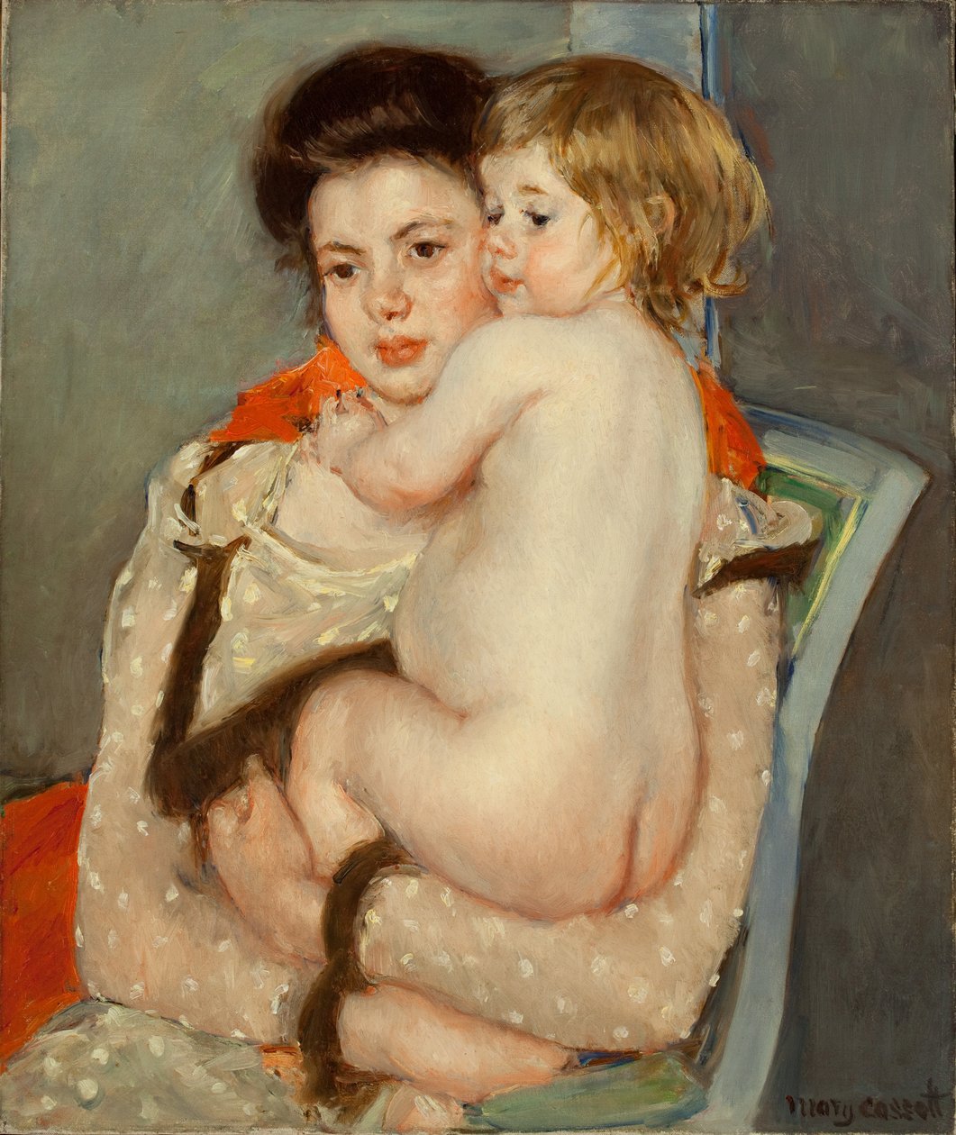 Reine Lefebvre trzymająca nagie dziecko, 1902 autorstwa Mary Cassatt