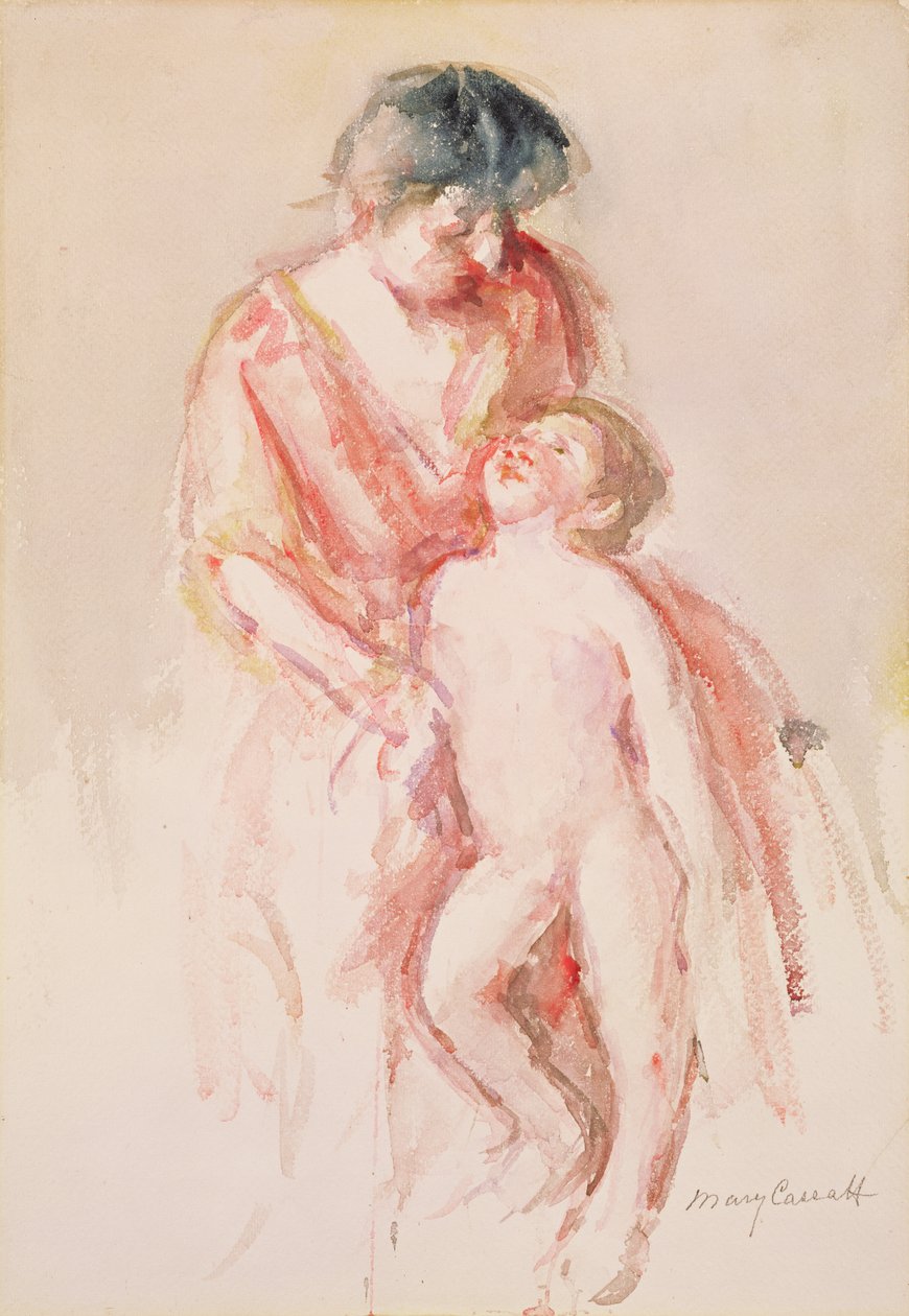 Kobieta z nagim chłopcem u boku (wc na papierze) autorstwa Mary Cassatt