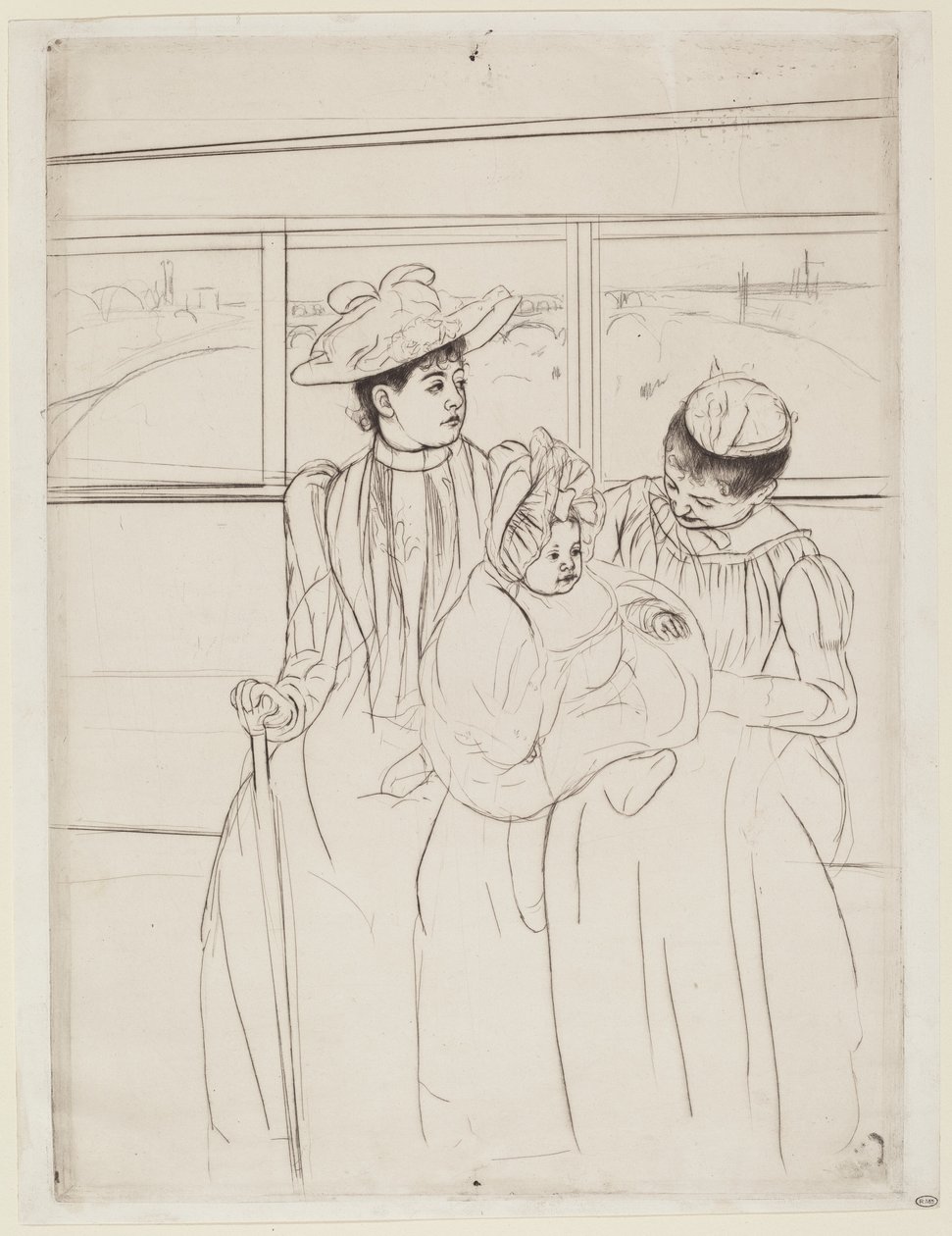 W Omnibusie, 1890-1891. autorstwa Mary Cassatt