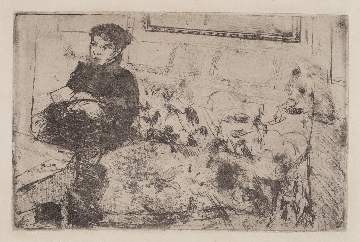 Wnętrze: Na sofie, ok. godz. 1883. autorstwa Mary Cassatt
