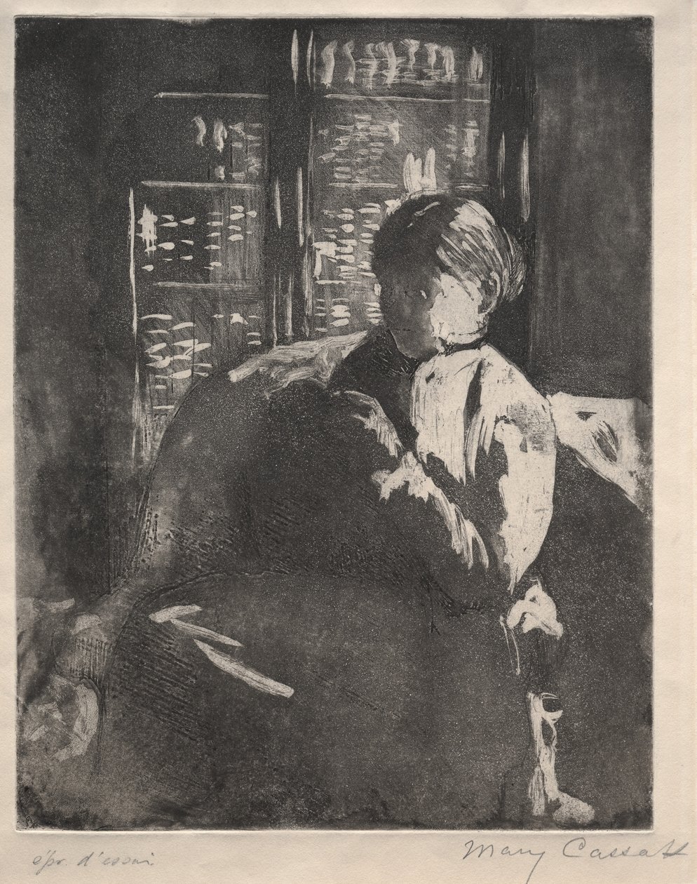 Dziewiarstwo w Bibliotece, ok. godz. 1881. autorstwa Mary Cassatt