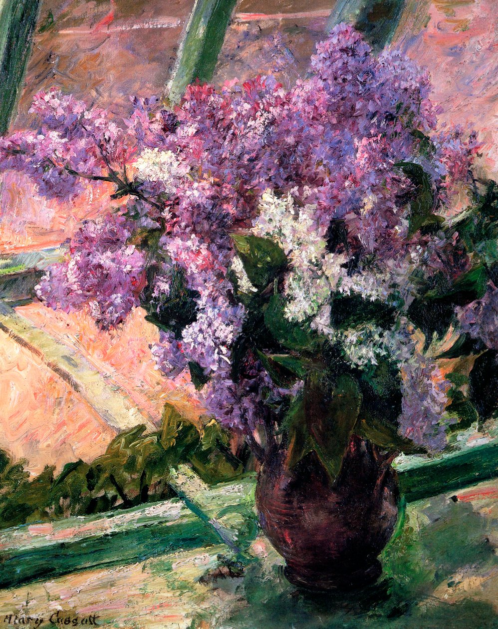 Bzy w oknie, ok. 1880 r. autorstwa Mary Cassatt