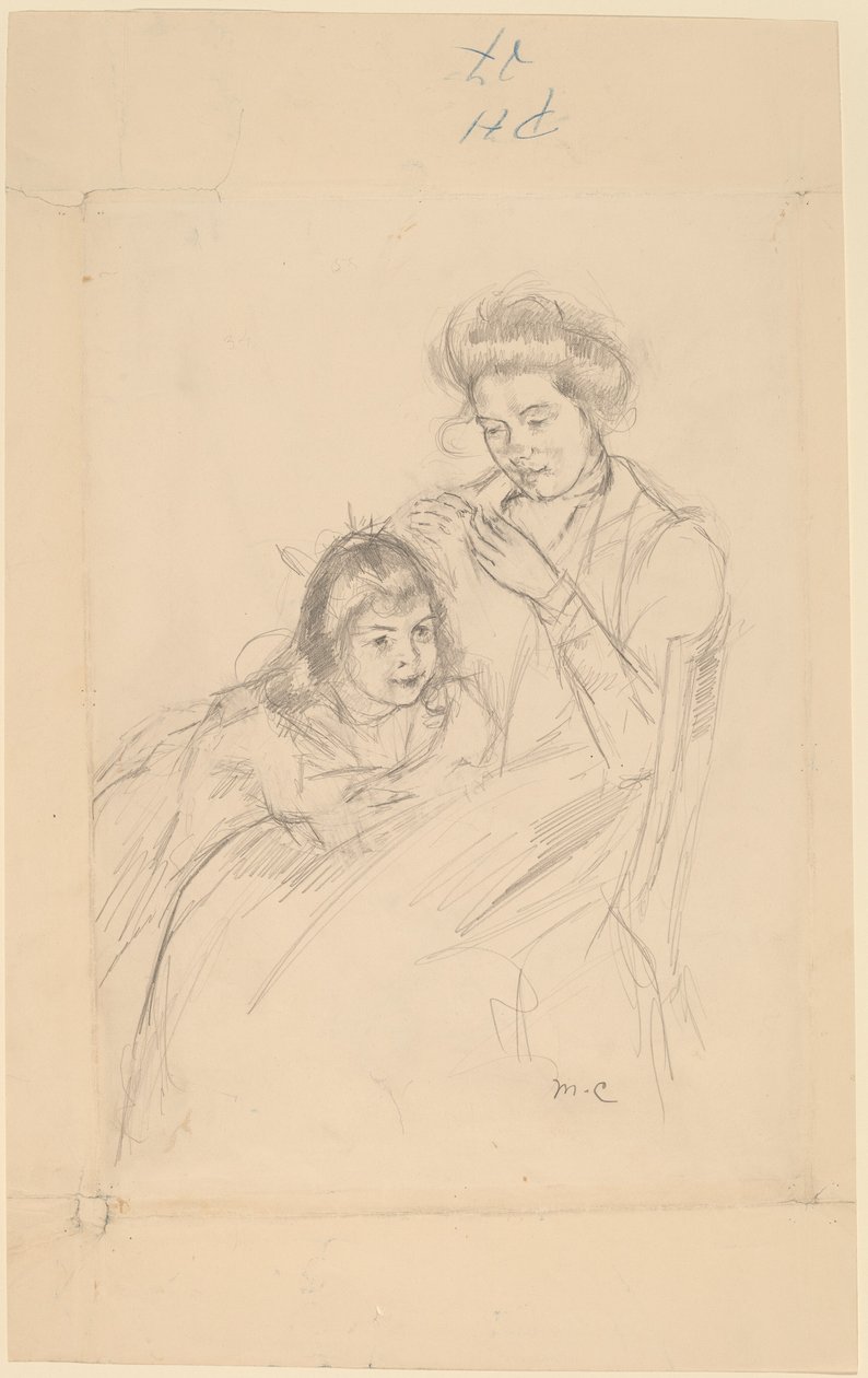 Margot opierając się o kolano Reine autorstwa Mary Cassatt