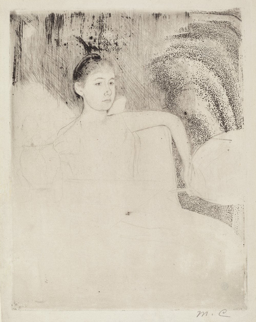 Mimi trzymająca japońskiego wachlarza, ok. 1930 r. 1889. autorstwa Mary Cassatt