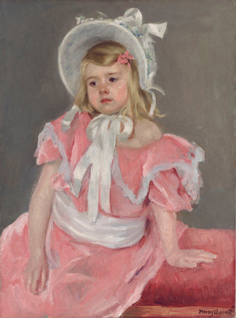 Sara siedzi, opierając się na lewej ręce autorstwa Mary Cassatt