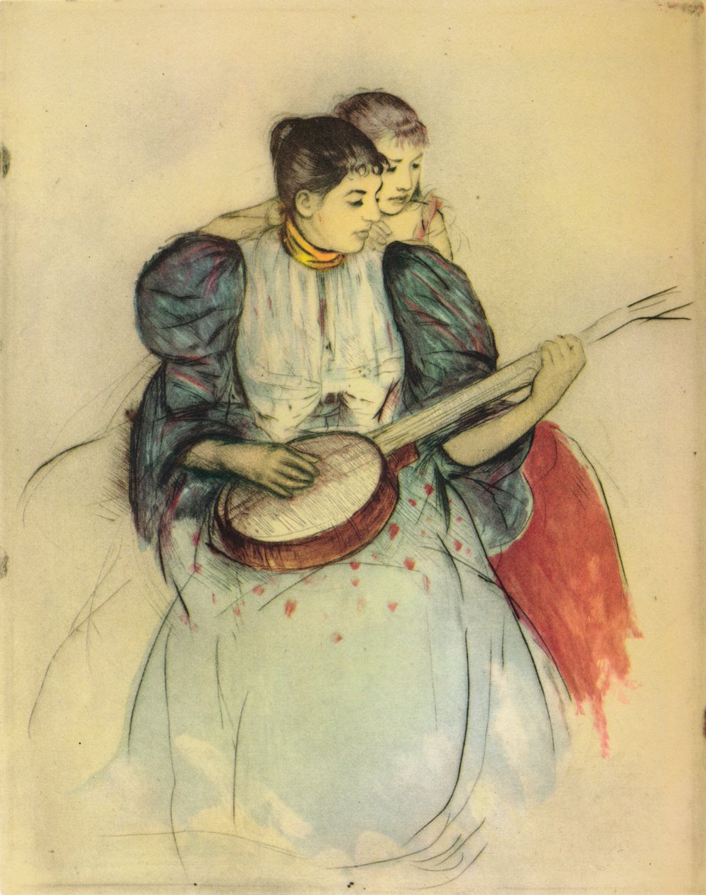 Lekcja banjo, 1893, 1946. autorstwa Mary Cassatt