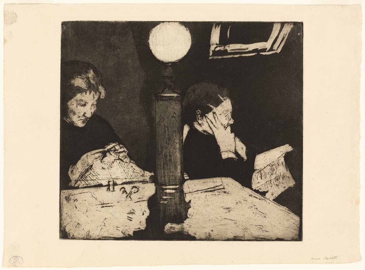 Pod lampą, ok. 1882 r. autorstwa Mary Cassatt