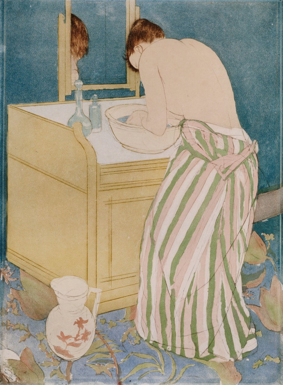 Kąpiąca się kobieta, 1890-91 autorstwa Mary Cassatt