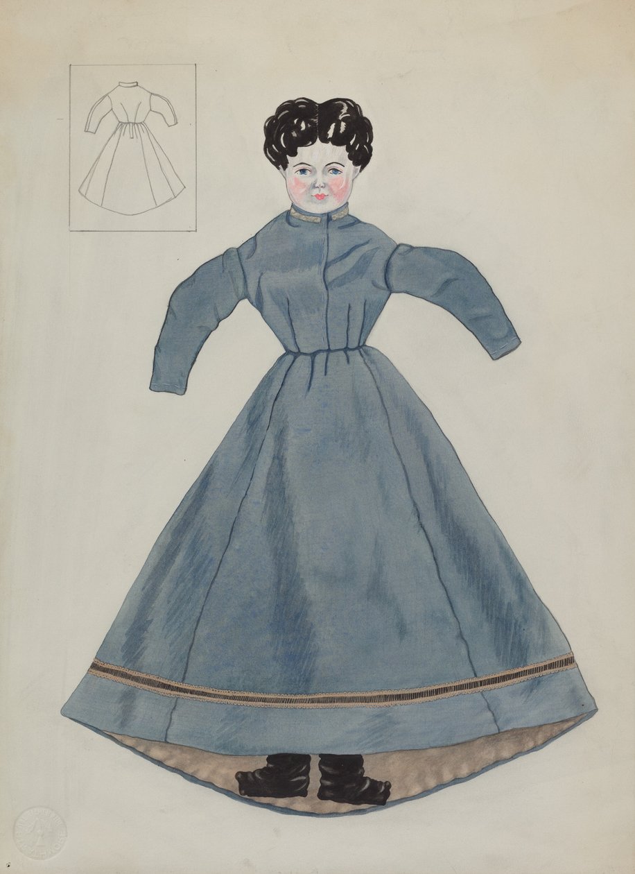 Lalka i sukienka, c. 1937. autorstwa Mary E Humes