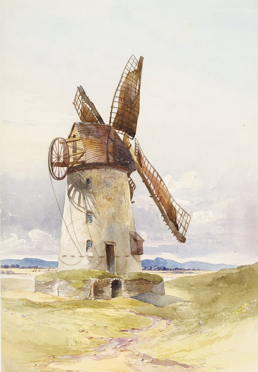 Lytham Mill, ok. 1845-55 (wc na papierze) autorstwa Mary Harper