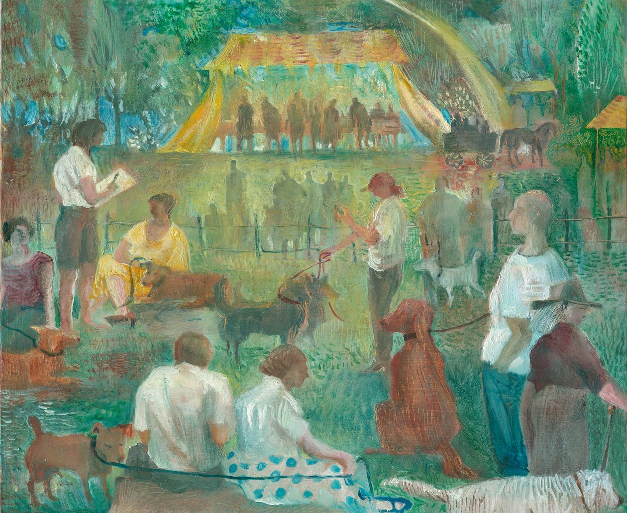 Wystawa Psów Rasowych, Wadebridge, 2012 (olej na desce) autorstwa Mary Kuper