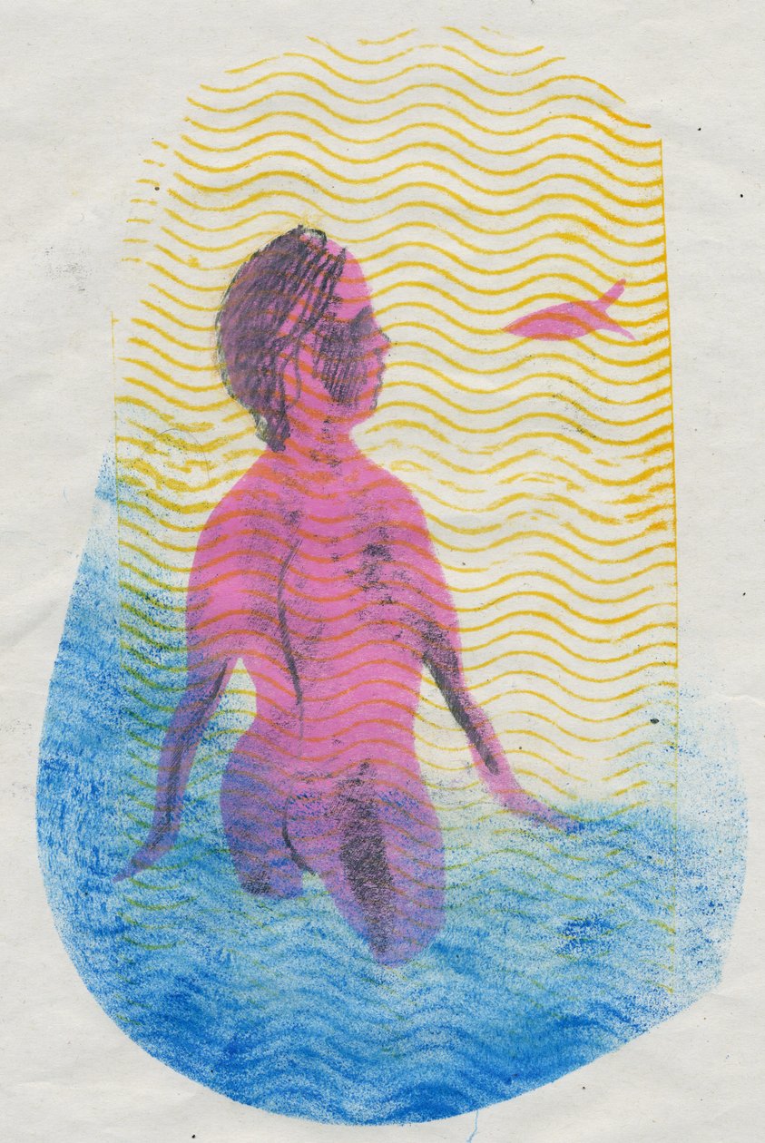 Pływak, 2018 (monodruk) autorstwa Mary Kuper