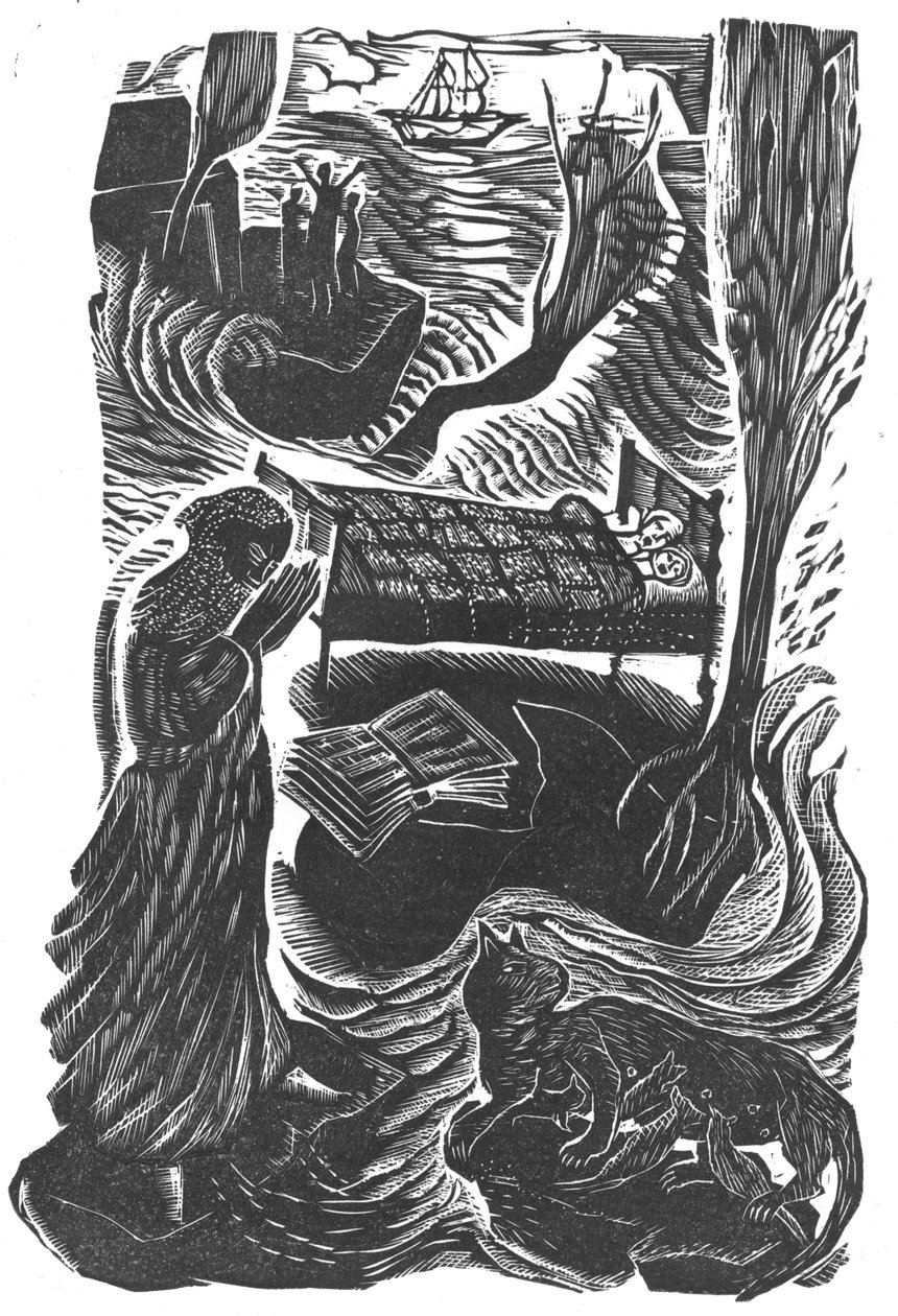 Powódź, 2006 (grawerowanie na winylu) autorstwa Mary Kuper