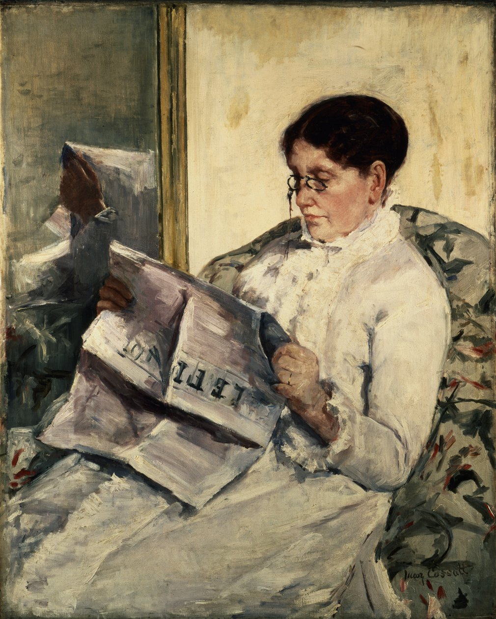 Czytanie Le Figaro, 1878 autorstwa Mary Cassatt