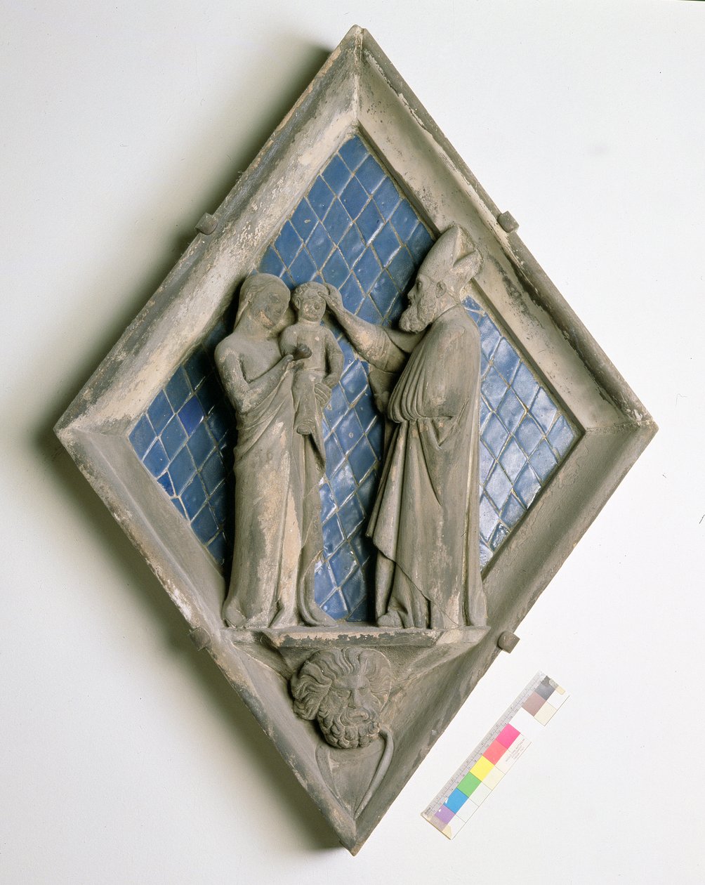 Chrzest, reliefowa płytka z Campanile (marmurowa i ceramiczna) autorstwa Maso di Banco