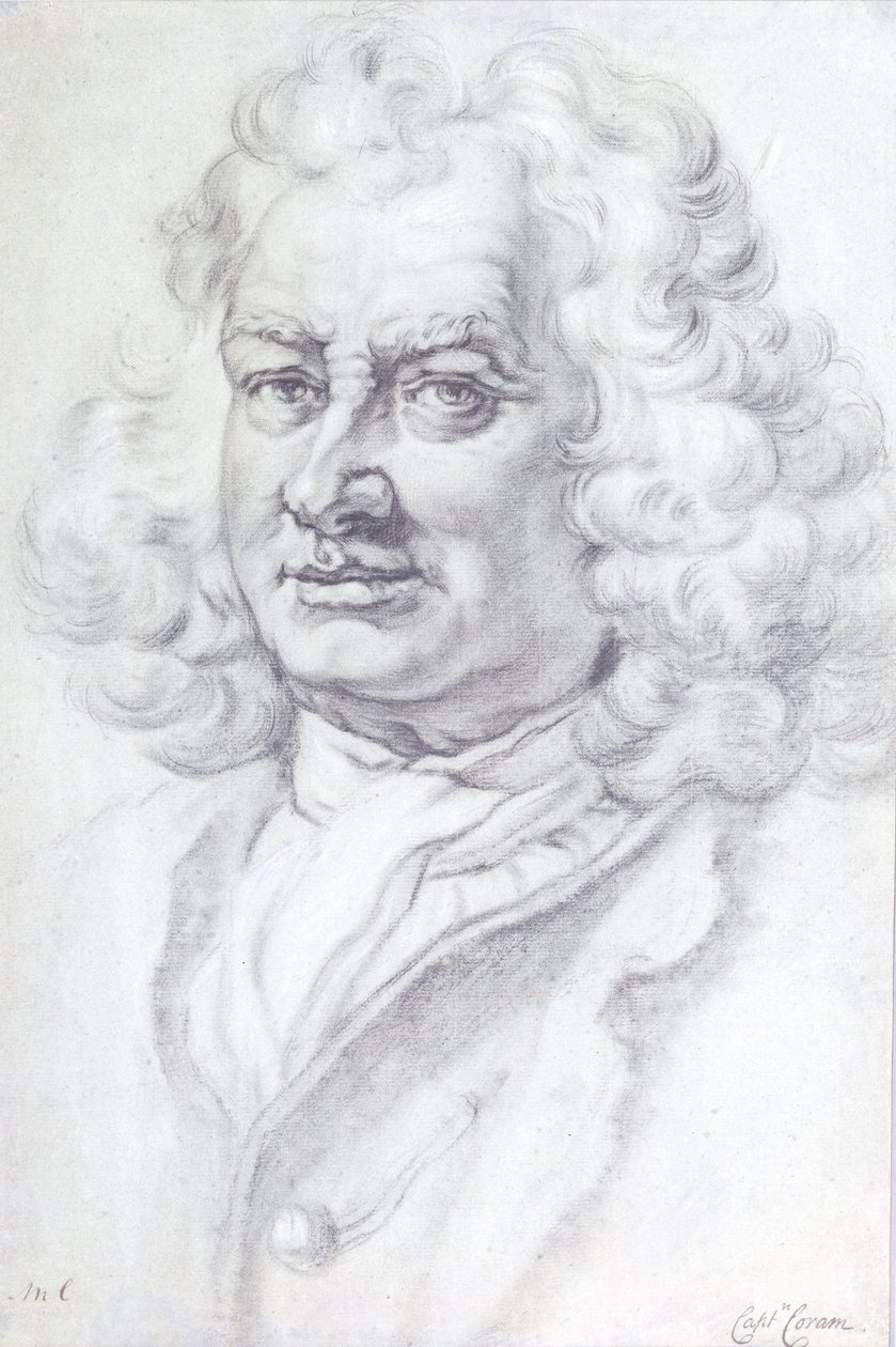Portret kapitana Thomasa Corama (ok. 1668-1751), 1768 (ołówek) autorstwa Mason Chamberlin