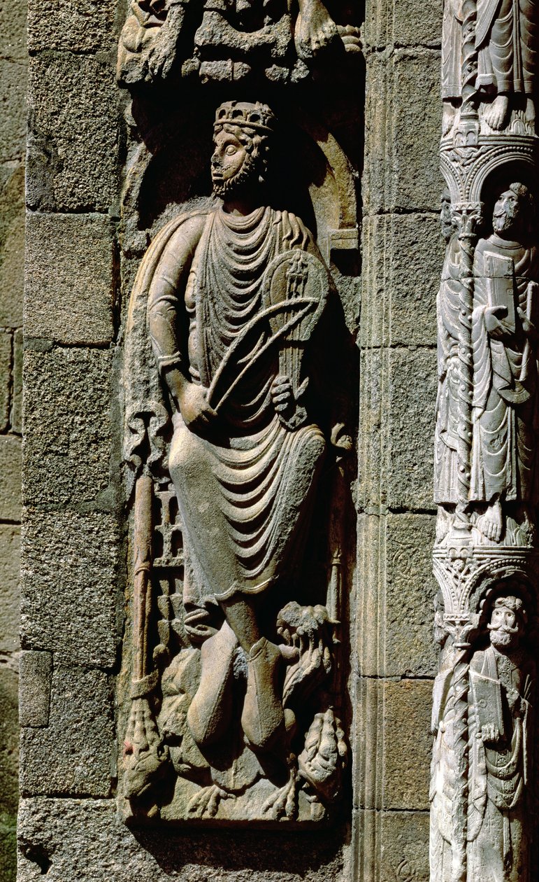 Król Dawid, fragment z Portico de las Platerias autorstwa Master Mateo