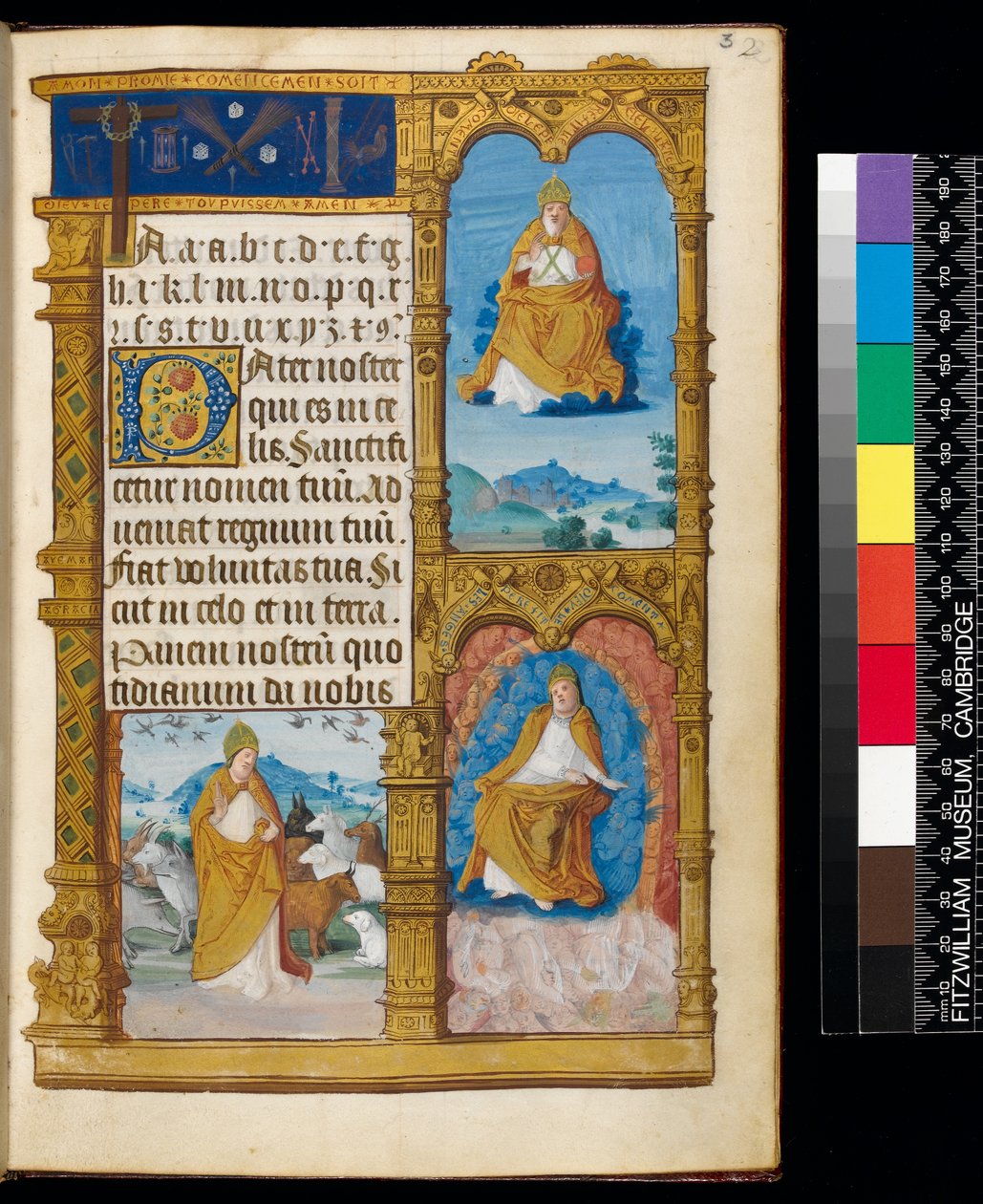 Ms 159, fol 3r Żywot świętego Klaudiusza z Besancon, z "Elementarza Klaudiusza Francuskiego" (tusz i złoty atrament na pergaminie) autorstwa Master of Antoine de Roche