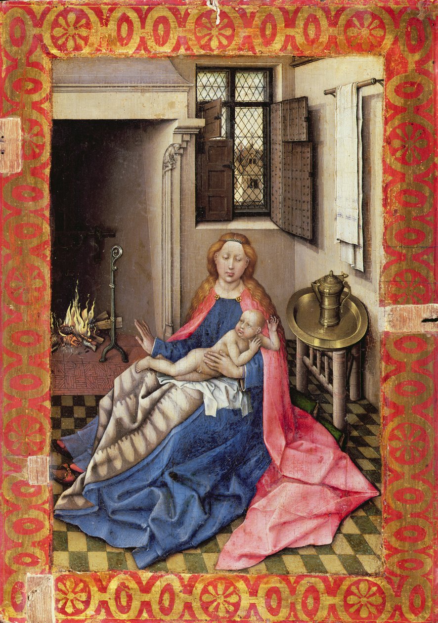 Madonna z Dzieciątkiem przed kominkiem (panel) (część dyptyku, zob. 73053) autorstwa Master of Flémalle