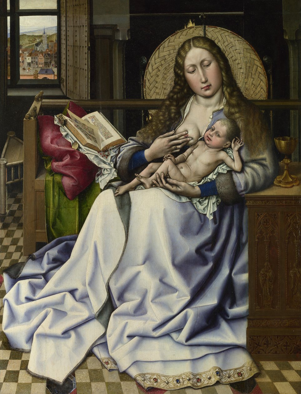 Dziewica i dziecko przed ogniem, ok. 1440 (tempera olejna i jajeczna na panelu) autorstwa Master of Flémalle