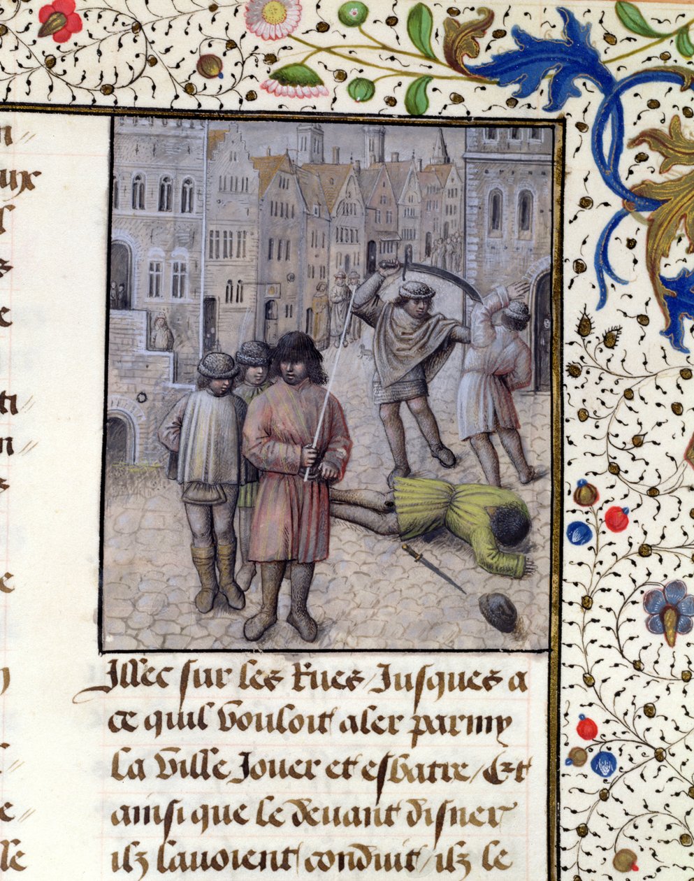 Ms 659 fol.221r Jacob van Artevelde prowadzi bunt w Gandawie przeciwko hrabiom Flandrii w 1340 r., 1477 r. autorstwa Master of Mary of Burgundy