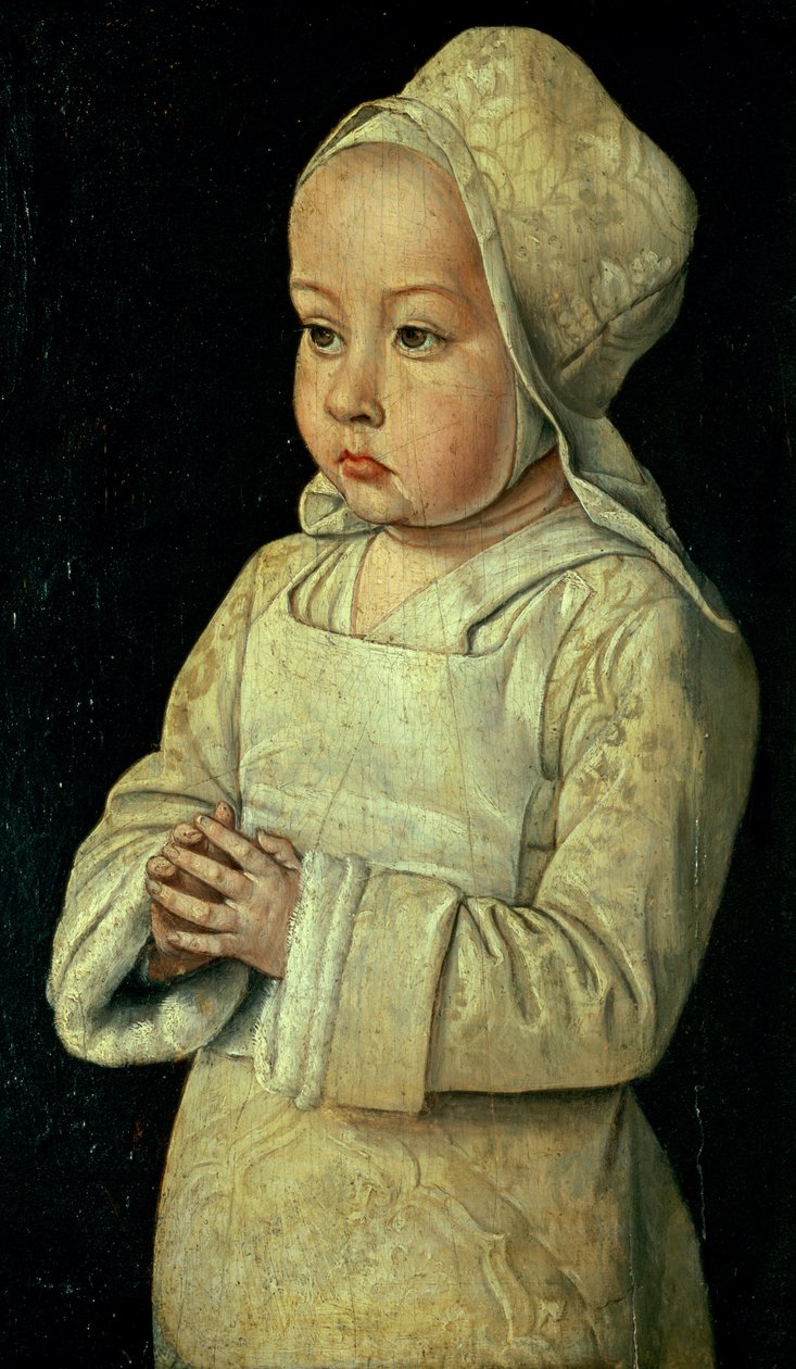 Portret Suzanny Burbon (1491-1521), córki Piotra II i Anny Francji, księcia i księżnej Burbon, 1492-93 autorstwa Master of Moulins