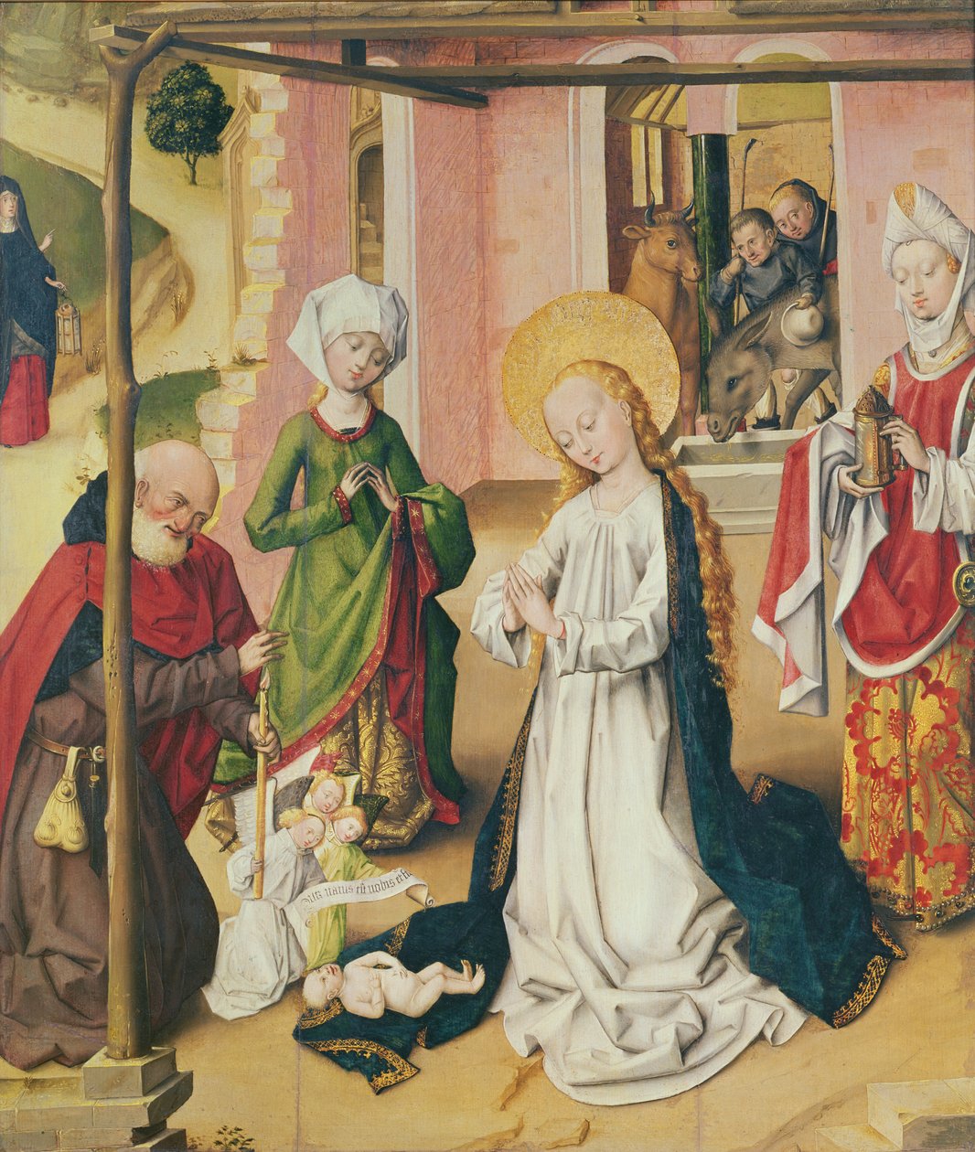 Adoracja Dzieciątka, ok. 1500 r. autorstwa Master of St. Bartholemew