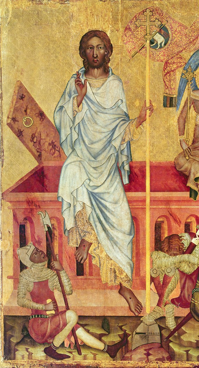 Zmartwychwstanie Chrystusa, ok. 1350 (tempera na panelu) (fragment 156876) autorstwa Master of the Cycle of Vyssi Brod