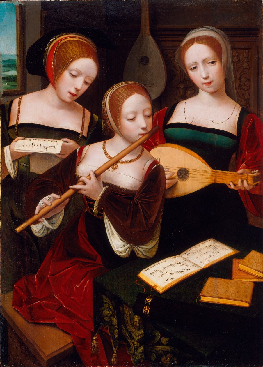 Trzej muzycy, ok. 1530 autorstwa Master of the Female Half Lengths