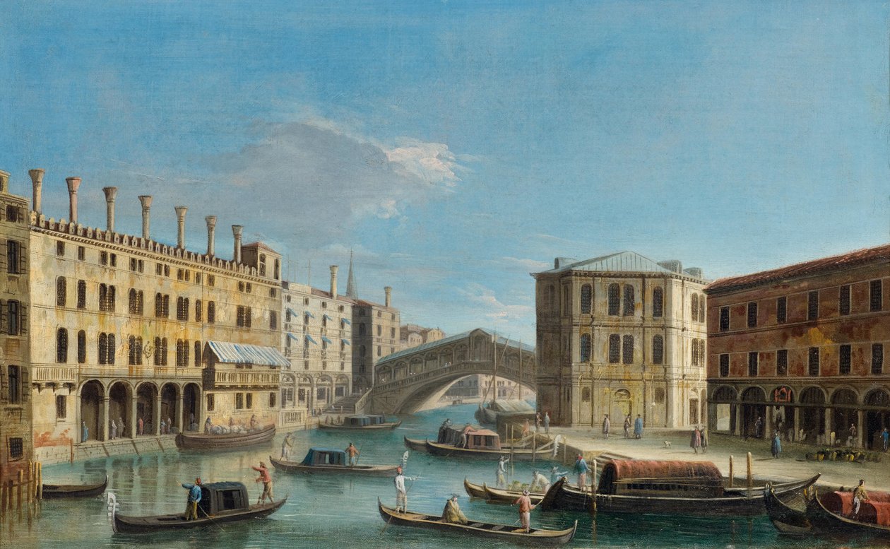 Canal Grande z widokiem na most Rialto autorstwa Master of the Langmatt Foundation Views