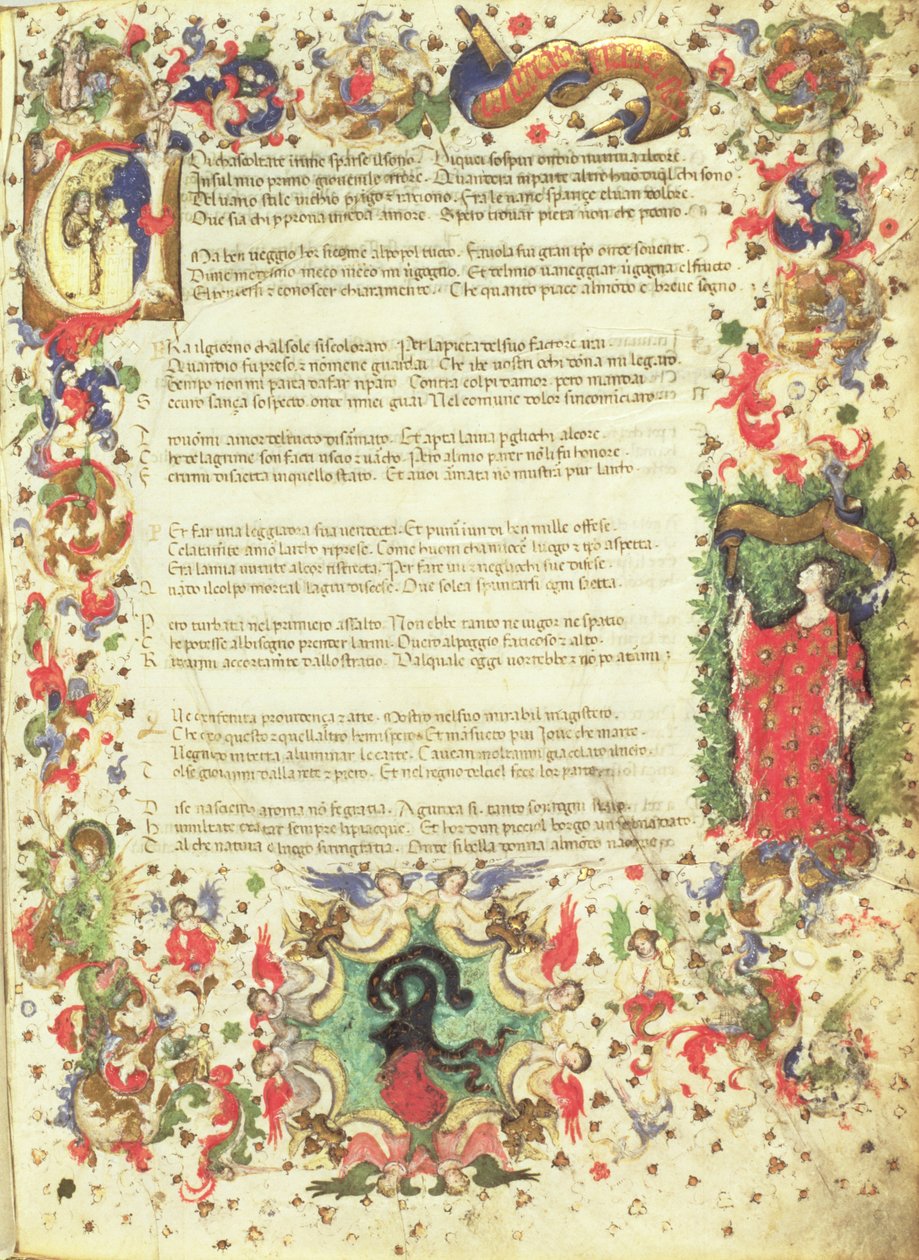 Ilustrowana strona z Triumfu Petrarki (miniatura) autorstwa Master of the Novella PD