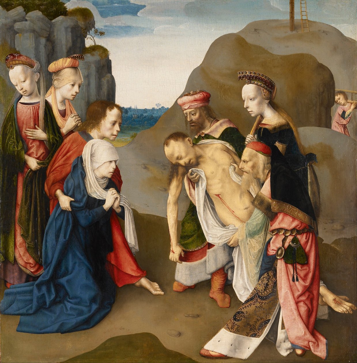 Opłakiwanie zmarłego Chrystusa autorstwa Master of the Virgo Inter Virgines