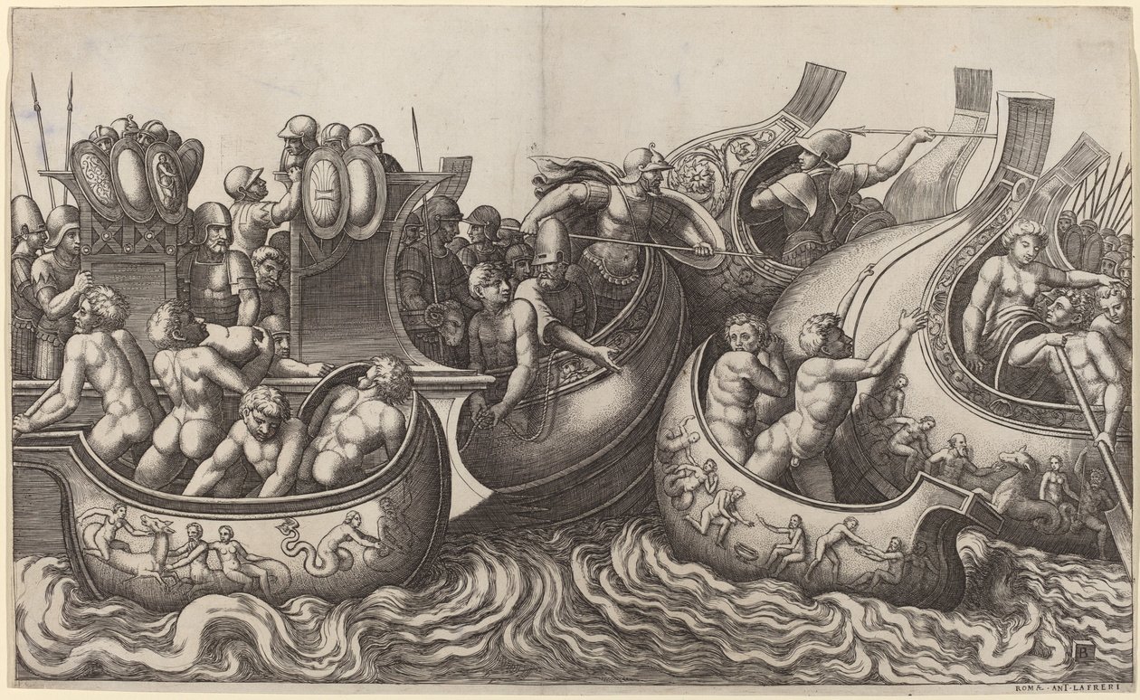 Bitwa morska autorstwa Master of the Die after Giulio Romano
