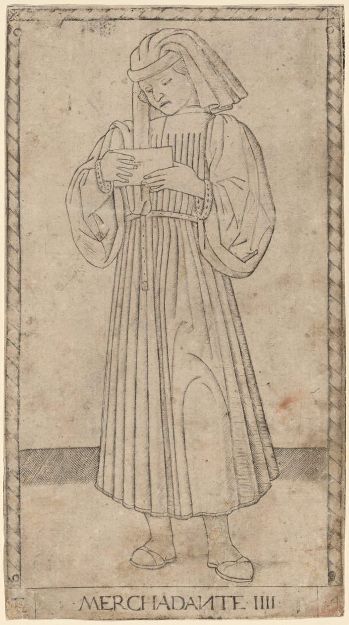 Kupiec (Kupiec) autorstwa Master of the E Series Tarocchi