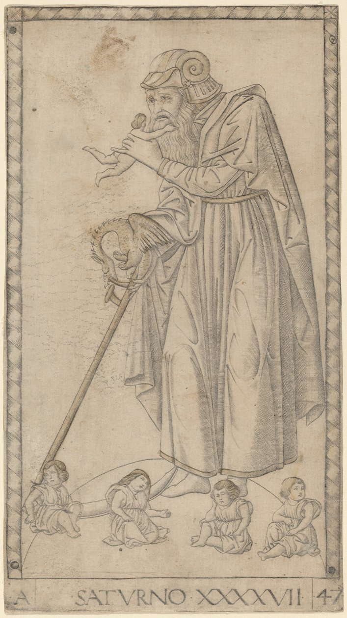 Saturno (Saturn) autorstwa Master of the E Series Tarocchi